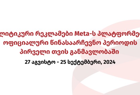 პოლიტიკური რეკლამები Meta-ს პლატფორმებზე ოფიციალური წინასაარჩევნო პერიოდის პირველი თვის განმავლობაში (27 აგვისტო - 25 სექტემბერი, 2024) 